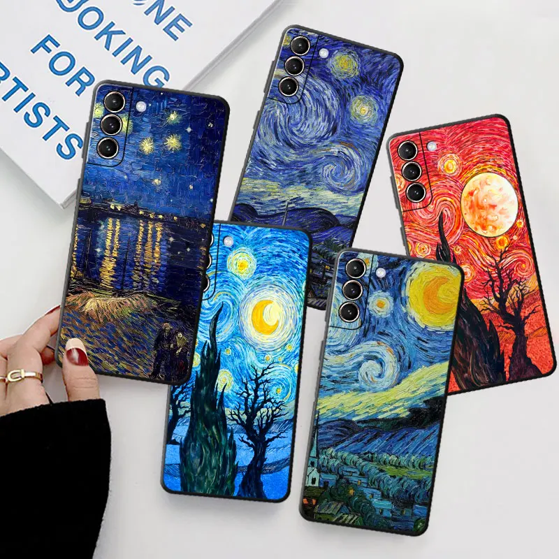 Van Gogh Starry sky art  phone Case for Samsung Galaxy S23 S24 Ultra S7 S9 S10e S8 5G S20 FE S10 S21 S21 Plus Silicone Cover