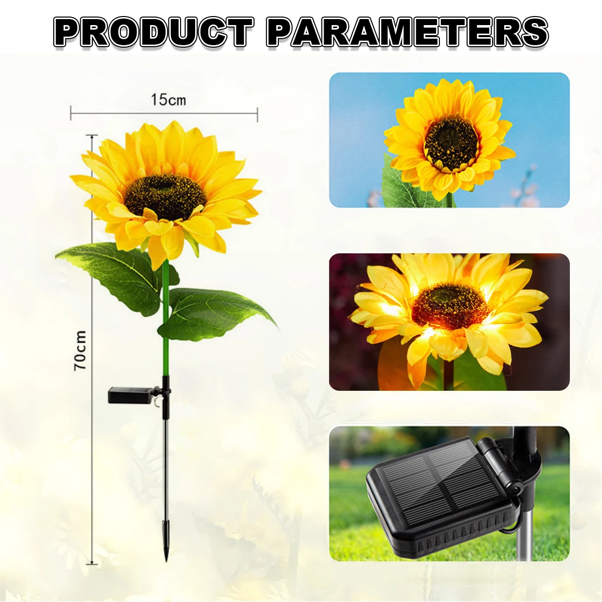 Solar Sunflower Light Waterproof Garden Lights Outdoor Led Flower Warm White Bulb Lamp Panel Wedding Deco Automatic Sensor Lamps