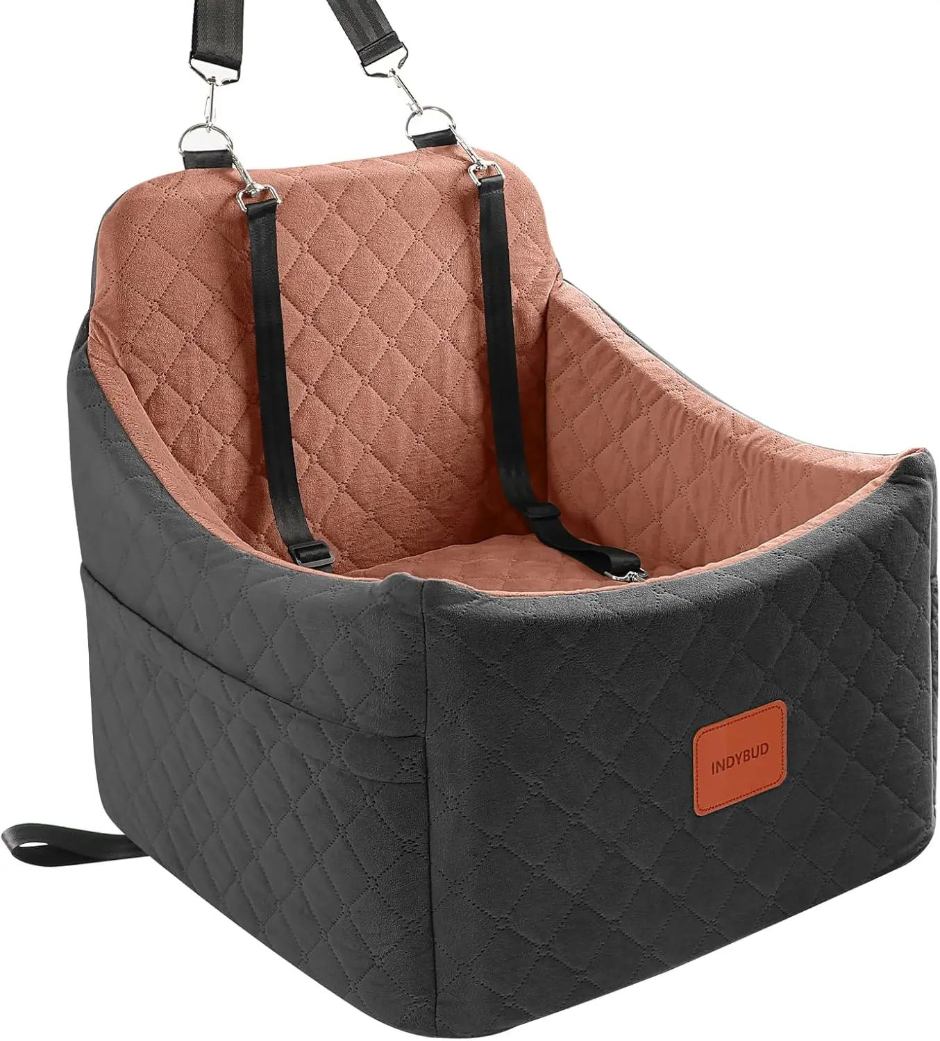 

Memory Foam Dog Car Seat for Small/Medium Pets, Travel Safety Booster with Washable Cover & Storage Pockets up to 35 lbs