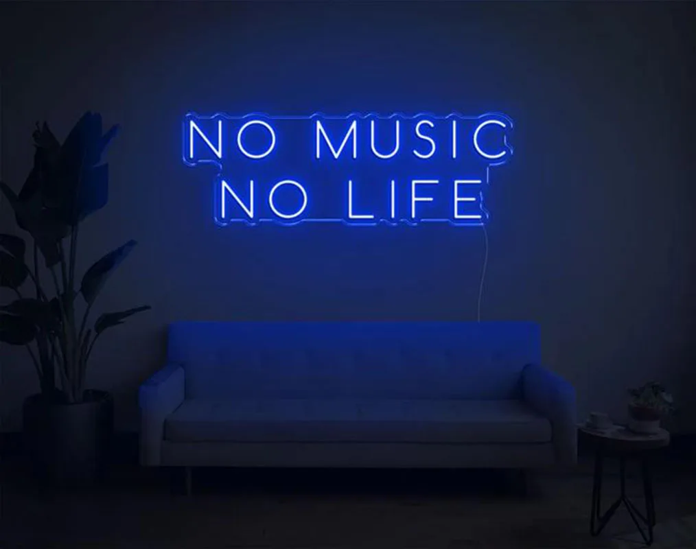 Custom Logo No Music No Life  3D Led Flex Transparent Acrylic Plexiglass Neon Sign Light Letter Board Party Background Decor