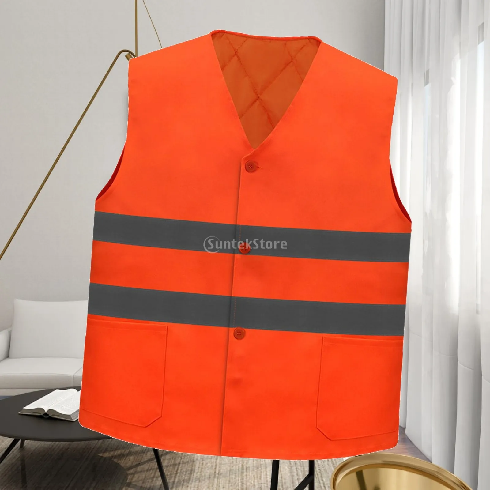 Reflective Vest High Visibility Vest Practical Keep Warm Work Clothing for Hiking Garden Cleaning Outdoor Winter Construction