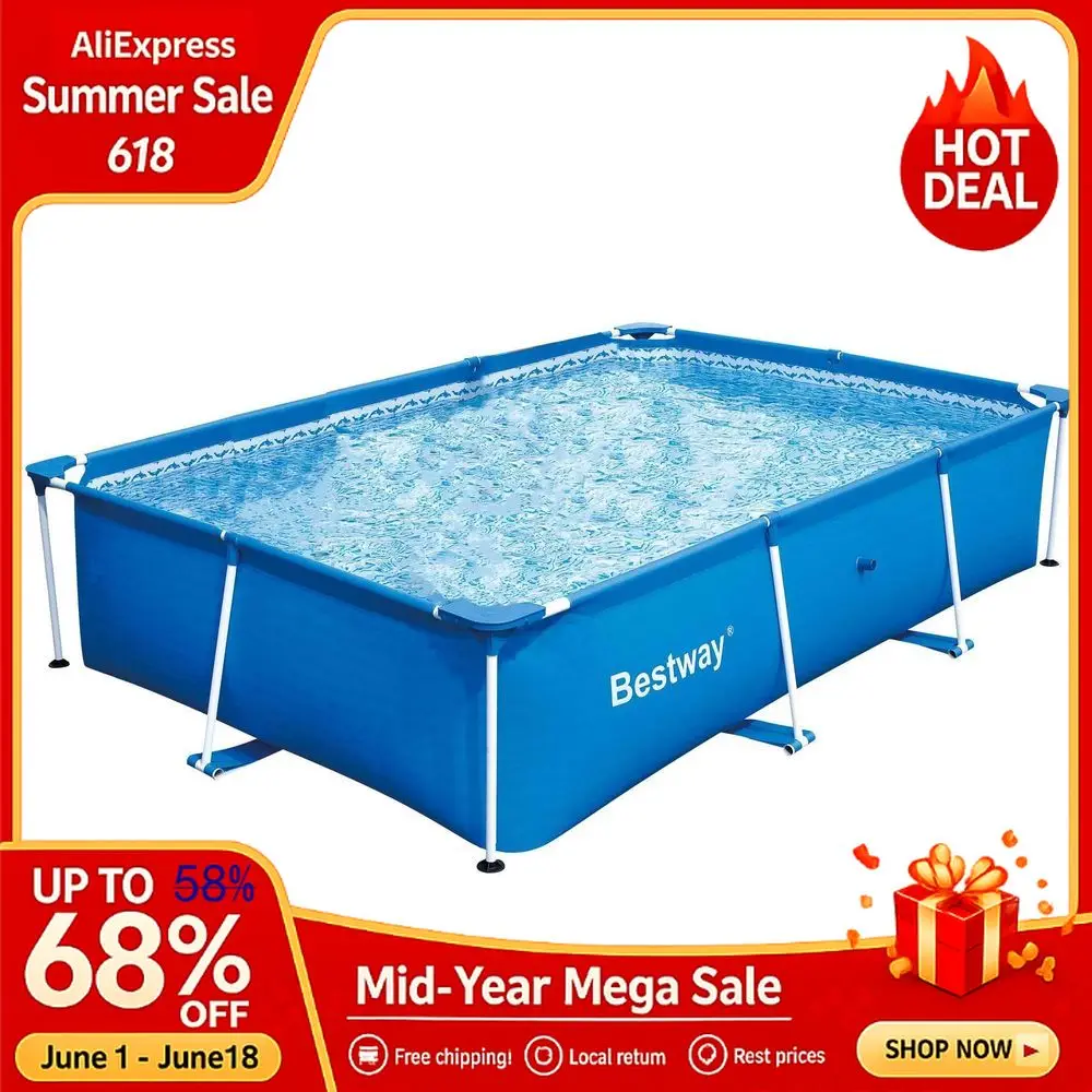 

Steel Pro Deluxe Splash Frame Pool, Ground Pools, Round Metal Frame Outdoor Swimming Pools for Backyard, Blue, Pool, Custom