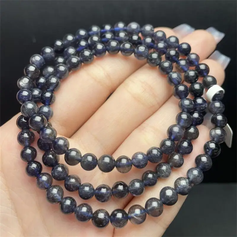 

6 мм натуральный иолит кварц тройной круг браслет Рейки Исцеление Высокое качество драгоценный камень модные ювелирные изделия подарок 1 шт. 8/10/12/14 мм