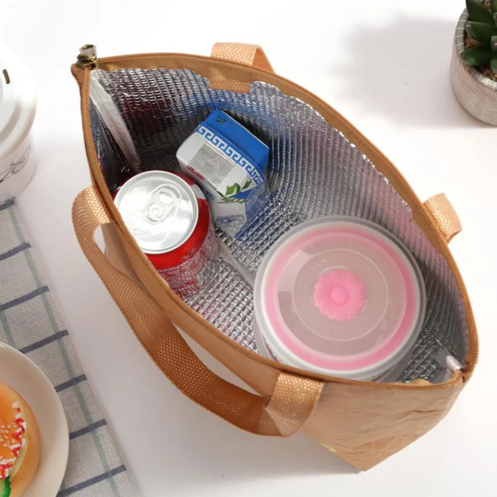 

Paper Lunch Bag Insulated Bento Pouch Portable Kraft Material Special Design Long Lasting Durability Storage Solution For