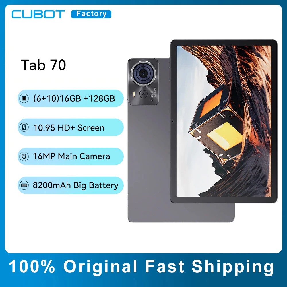 Cubot TAB 70 แท็บเล็ต 16GB(6 + 10)RAM + 128GB ROM Octa-Core Android 14 10.95 