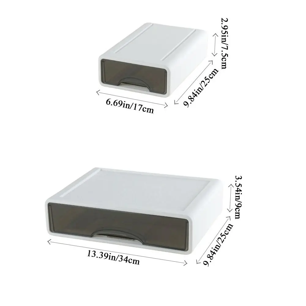 2pcs Plastic Storage Drawers White Anti-slip Desk Stationery Drawer Stackable Large Document Sundries Holder Jewelry 6