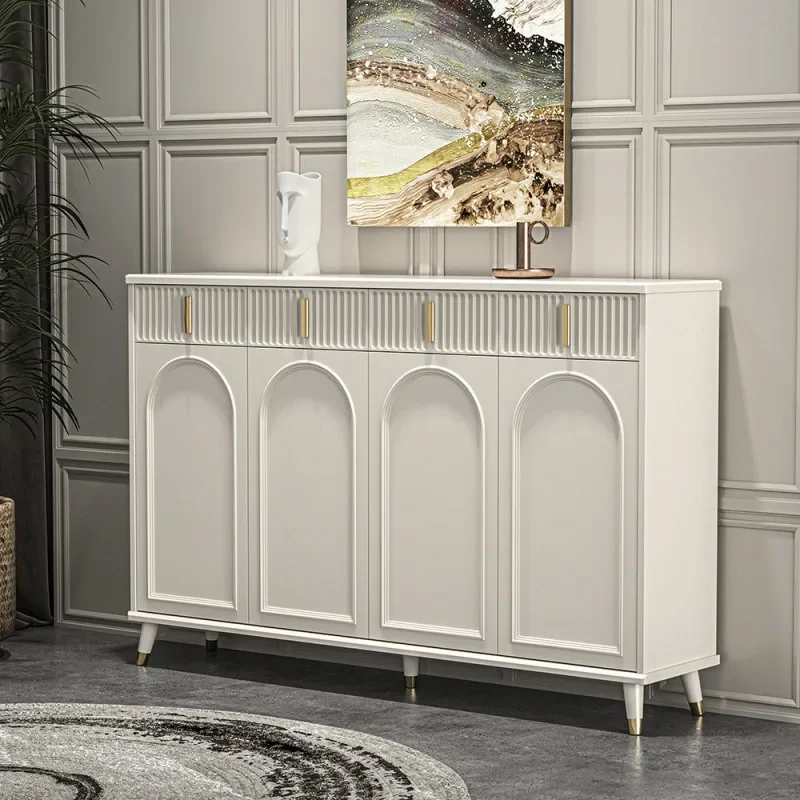 French Cream Style Shoe Cabinet, Household, Door, Large Capacity Door Storage
