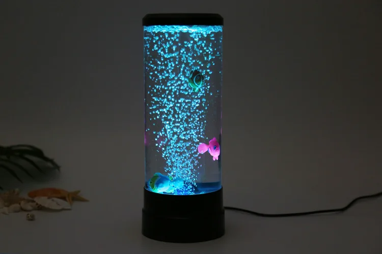 Colorful LED Bubble Fish Tank Night Light, 7-Color Changing Simulated Aquarium Atmosphere Lamp for Home Bedroom Desk Decoration