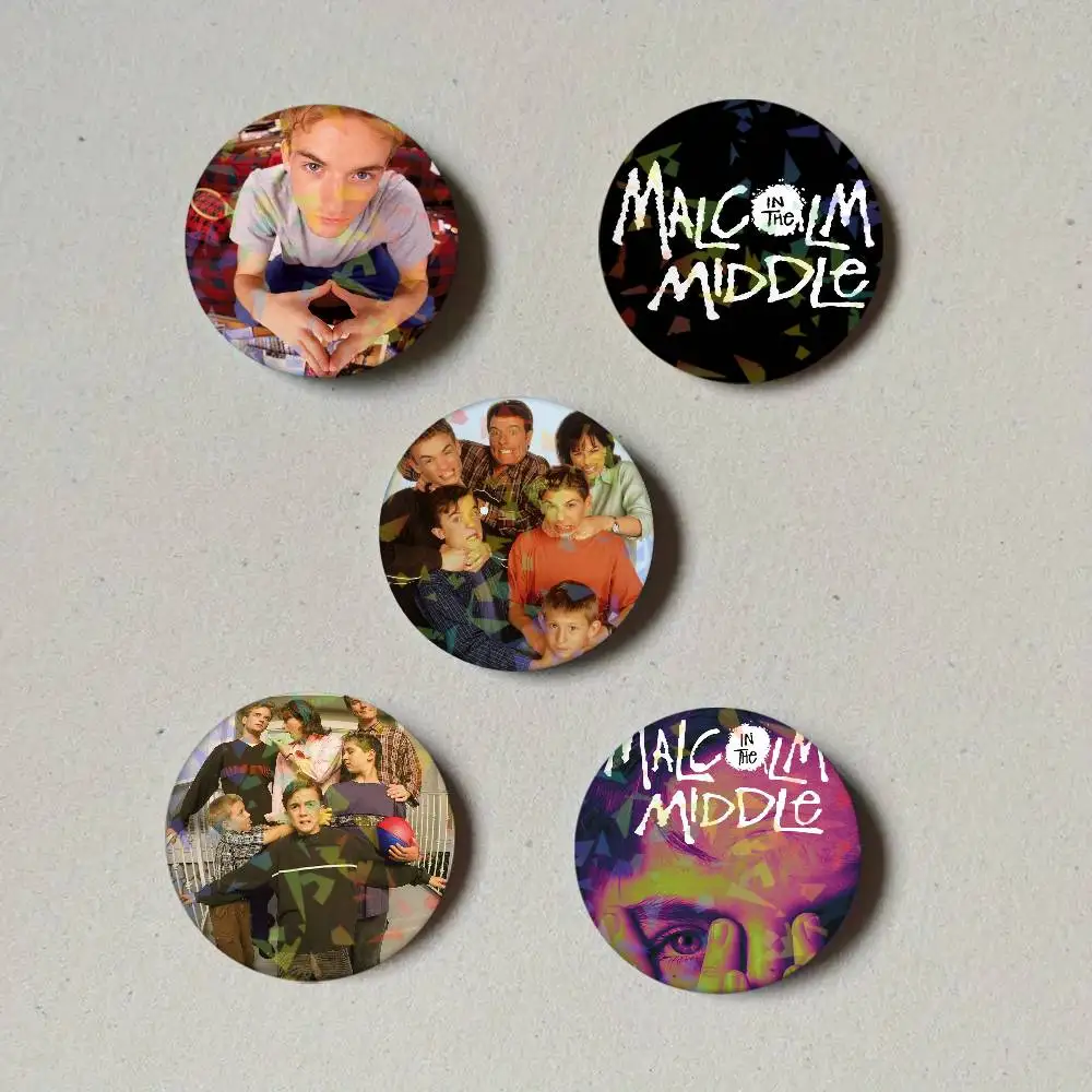 TV M-Malcolm in the Middle Round Exquisite Laser Badge Brooches Creative Pins For Clothes Hat Backpack Gift Accessories