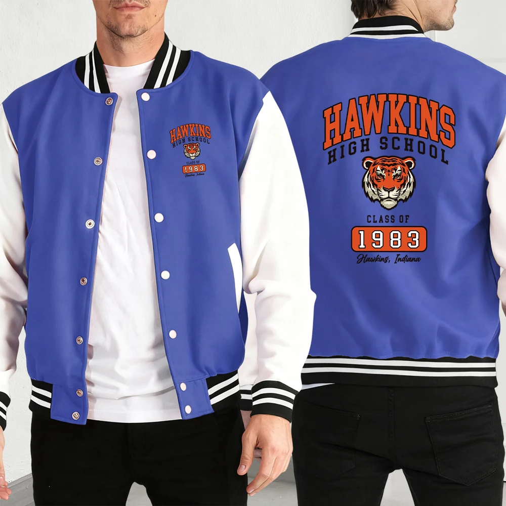 

Tiger 1983 Print Men Jackets Autumn Winter Clothes Sports Loose Baseball Jersey Fashion Hip Hop Jacket Casual Multicolored Coat