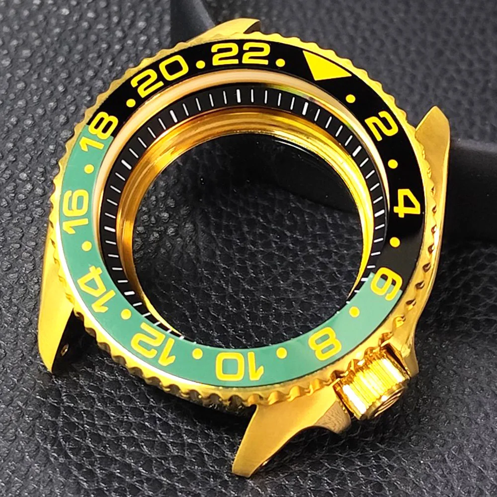 

Корпус NH35 41,5 мм, высококачественные мужские часы, стальной золотой корпус, NH35 NH36, аксессуары для часов с механизмом, сапфировый ремешок 22 мм