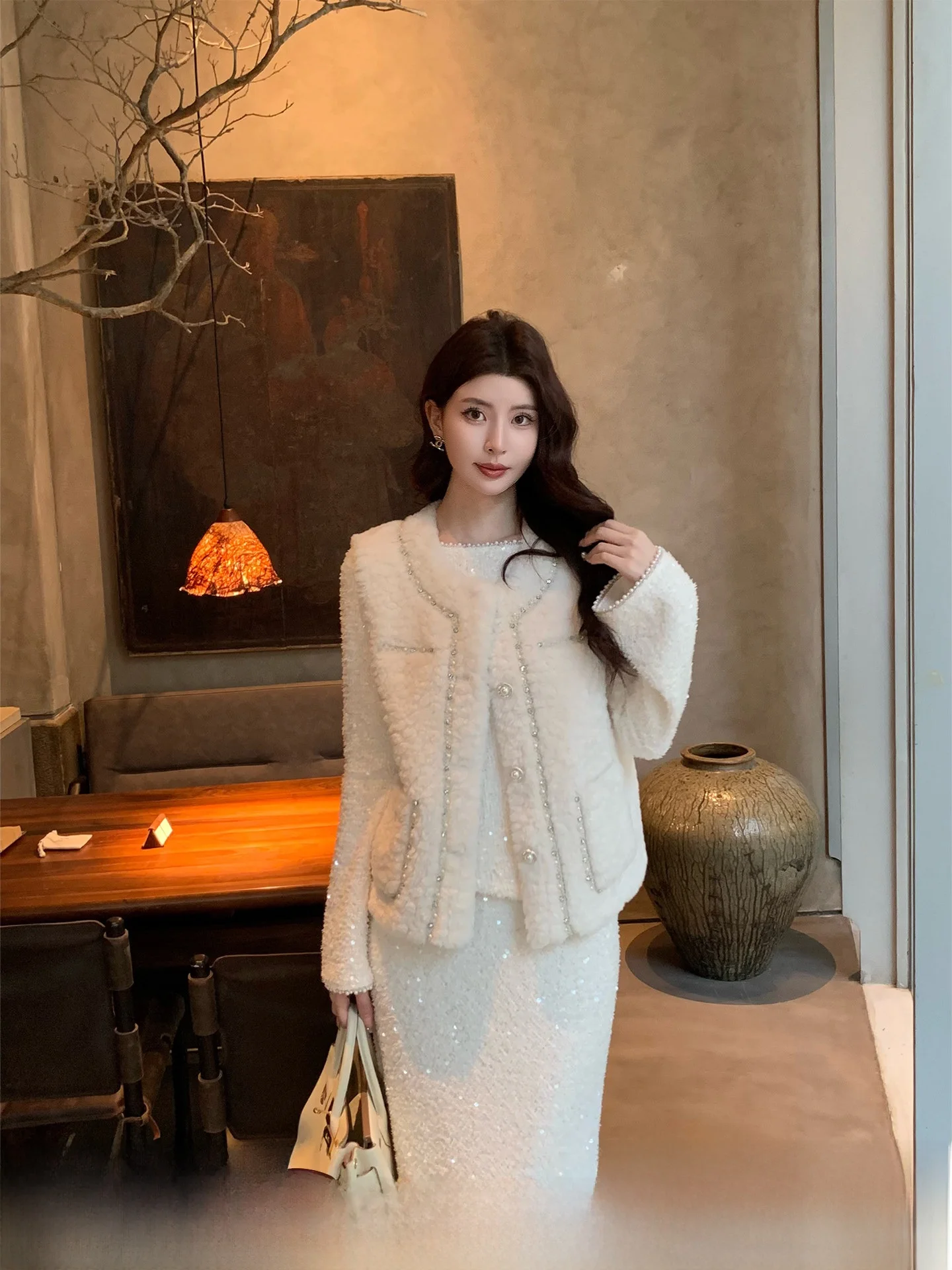 

Eco-Friendly Fur Vest Women's Winter Faion Small Fraance Sle Furry Jaet Warm Stand Fit Outerwear Single Button Clo...