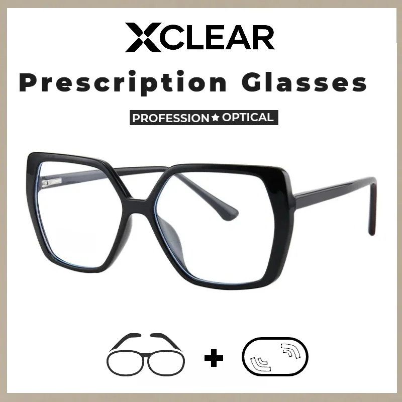 

Xclear Geometric Versatile Myopia Prescription Glasses Classic Design High Quality Anti Blue Ray Progressive Optical Eyeware