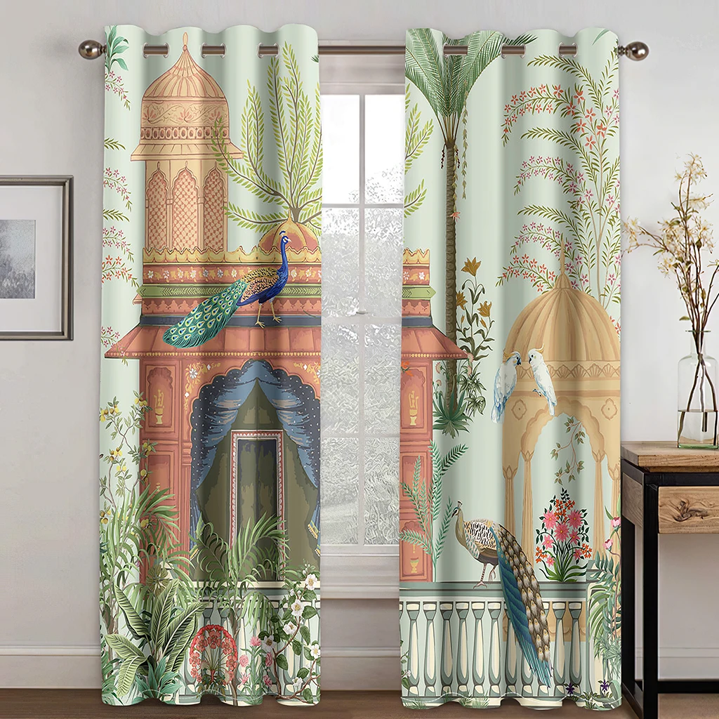 

3D Vintage Aesthetic Style Animal Peacock Curtains 2 Panels Luxury Living Room Bedroom Home Decor Curtains