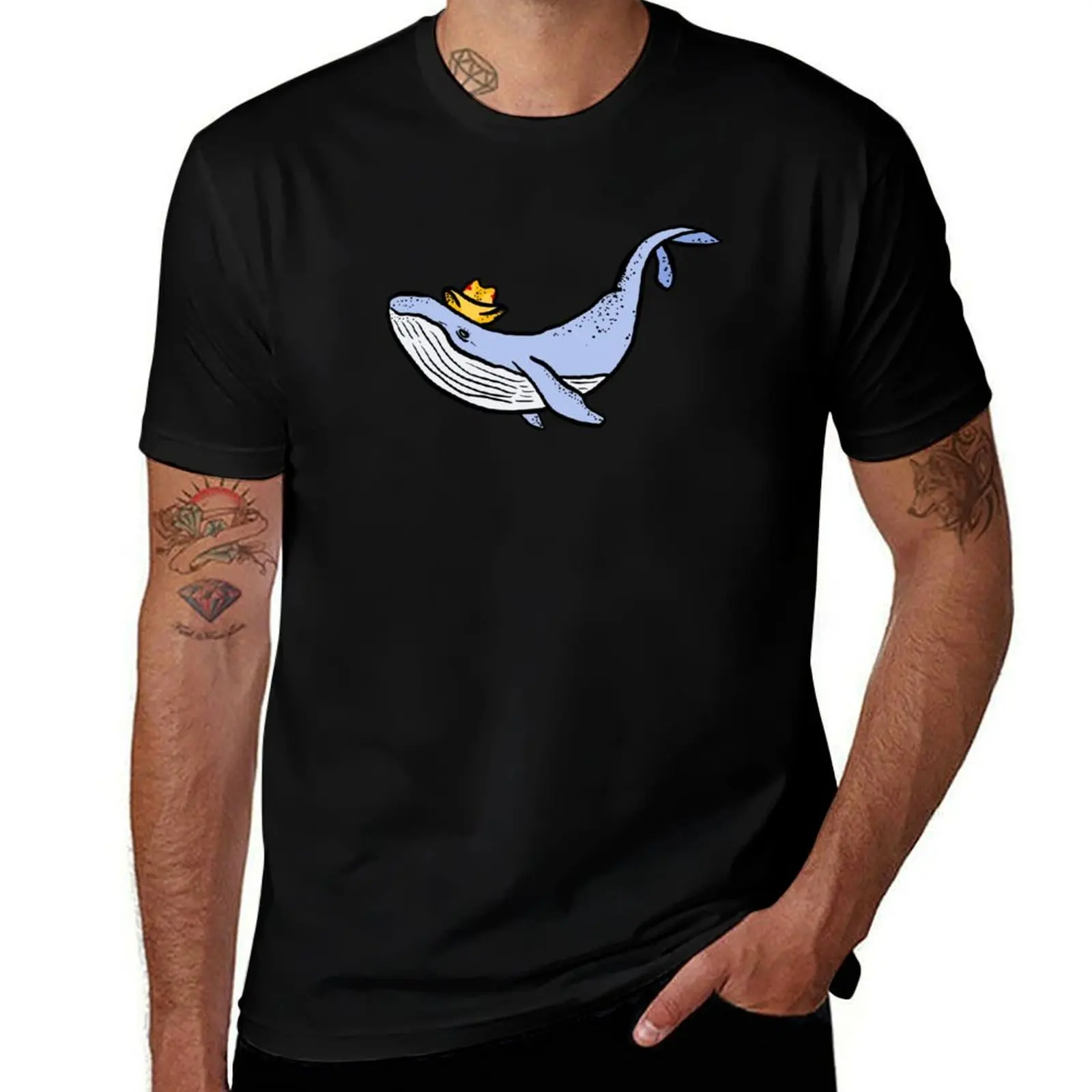 

Cowboy Whale T-Shirt man t shirt graphic cotton tshirt 100% T-Shirt