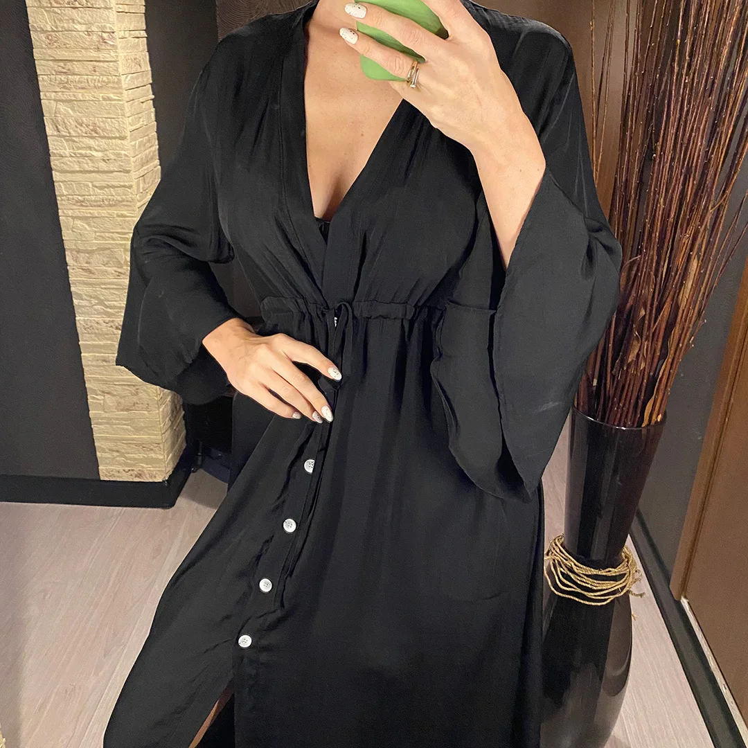 Neues, verführerisches, langes Maxikleid für den Strand, Damen-Strandkleid, Tunika, Pareo, weißes Kleid mit V-Ausschnitt, Robe, Strandbekleidung, Bikini-Strandkleid V2623 – Detail 19