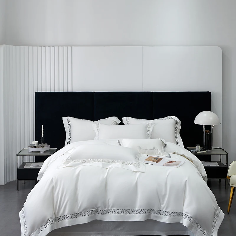 Bedding Set Luxury 1200TC Egyptian Cotton Hollow Lace Wide Edge Double Queen King Duvet Cover Flat/Fitted Bed Sheet Pillowcases