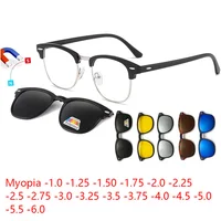 Gafas de sol polarizadas 6 en 1 para miopía, gafas de sol con Clip magnético para hombres y mujeres, gafas de estilo clásico, montura de gafas ópticas personalizadas-0,5 a-10