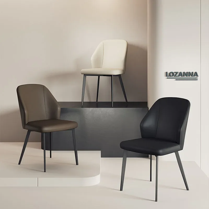 كرسي صالة إيطالي فاخر، تنجيد جلدي، تصميم إسكندنافي بسيط، كرسي جانبي لغرفة المعيشة، مقاعد فاخرة #2