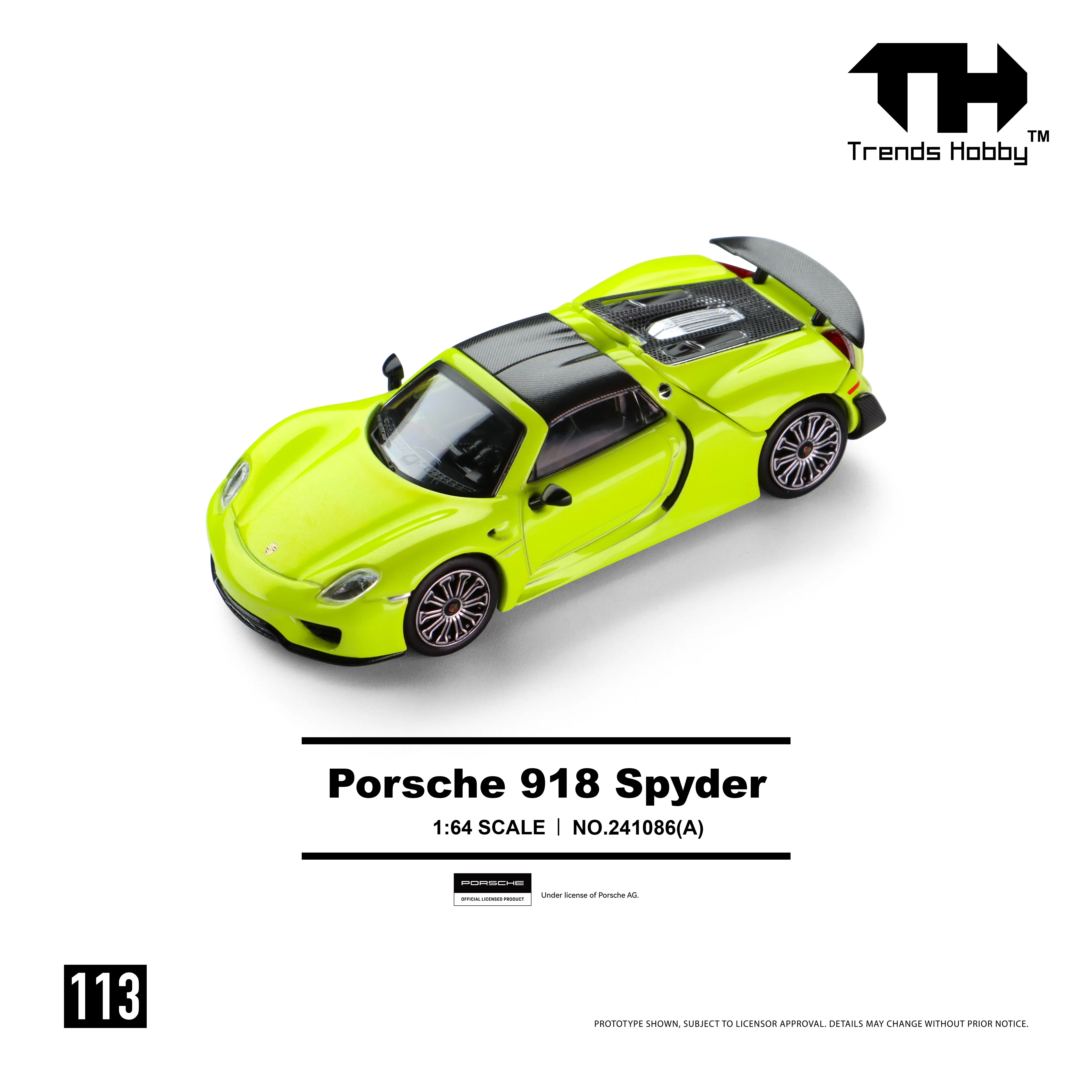 TH-Trends Hobby 1/64 Porsche 918 Spyder #113 #114 Car Alloy Motor