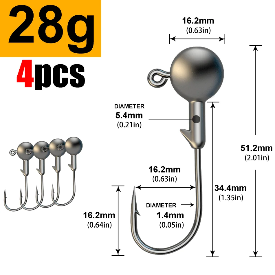 MrLurion 1g 2g 3g 4g 5g 10g 20g 22g 25g 28g vissen jig hoofd haak, tuigage haak voor crank zachte grub worm lokken aas scherpe haken