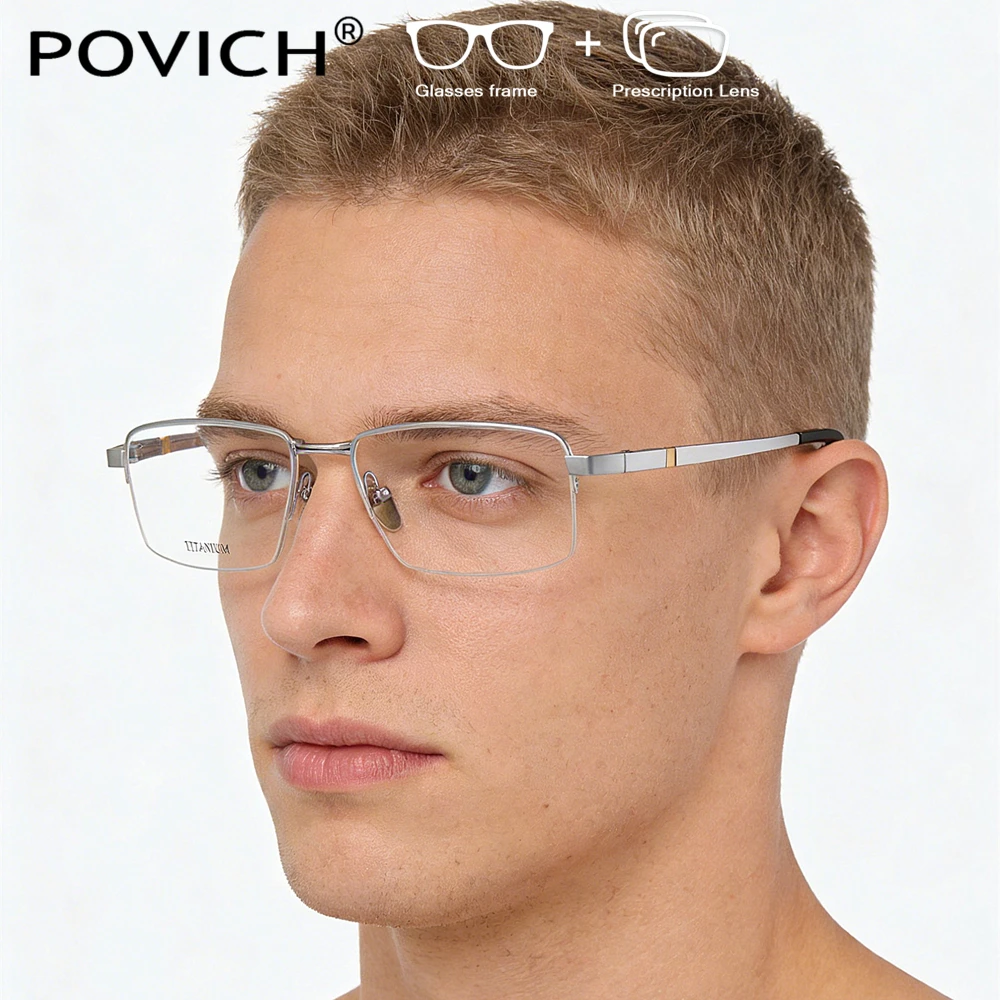 

High-end Business Pure Titanium PRESCRIPTION GLASSES Men's Ultralight Myopia Office Lenses Anti Blue Light Eyewear