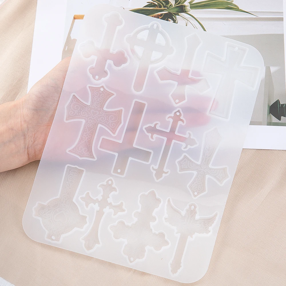 Cross Pendants Resin Mould Silicone Mold for DIY Jewelry Making Pendant Keychain Necklace Crystal Crafts Casting Tools