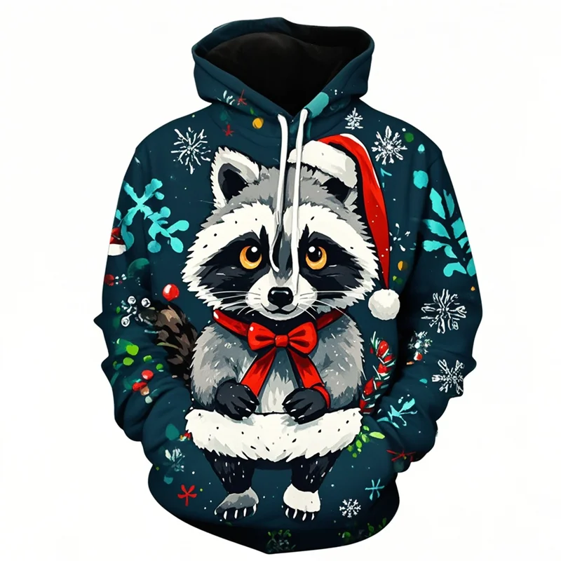 Nette Waschbär Grafik Sweatshirts Harajuku Mode Weihnachten Hoodies Für Männer Weibliche Kleidung Trainingsanzug Jungen Pullover Kinder Tops