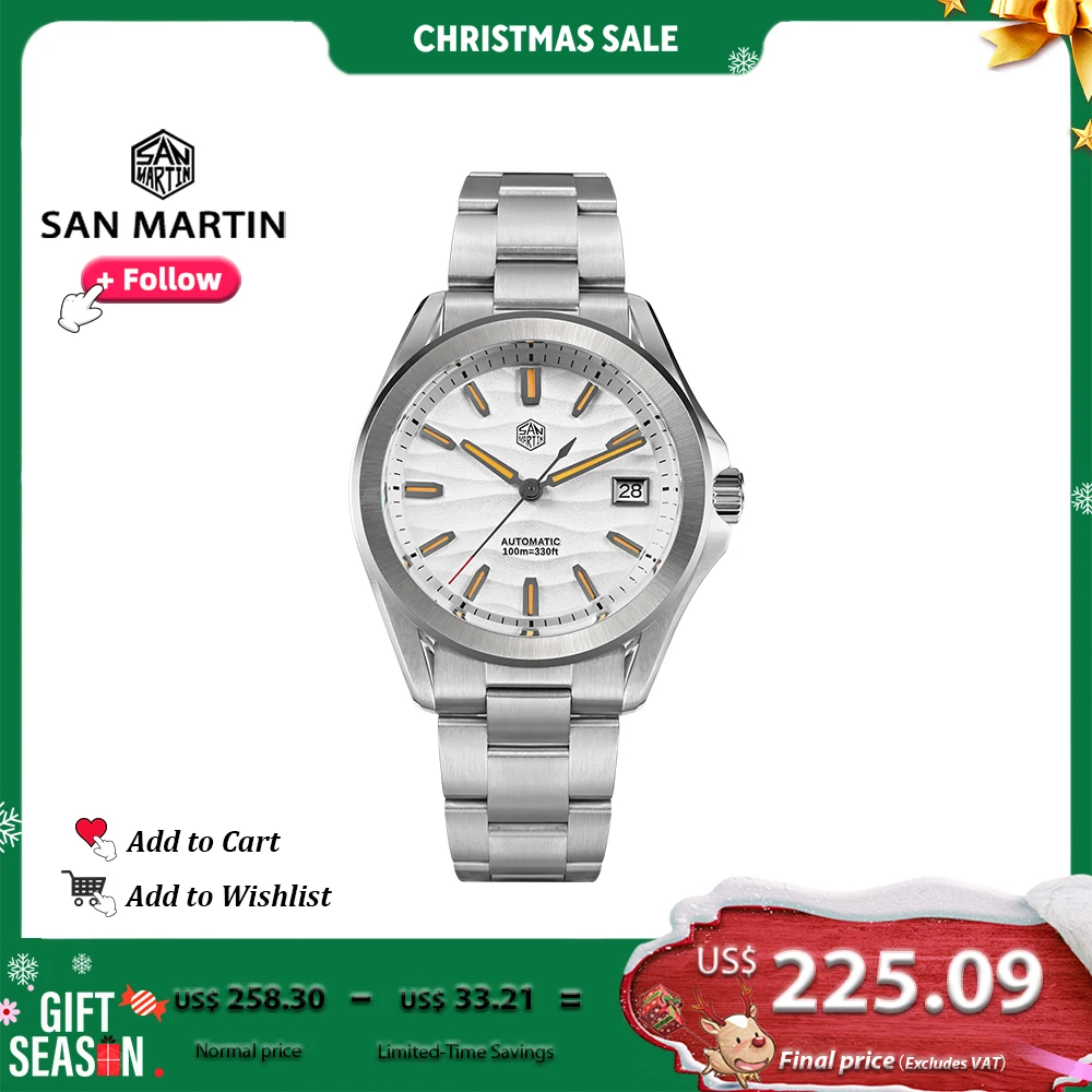 

China San Martin 39mm Stainless Steel Men Sports Dune Texture Dial Automatic Mechanical Watch Waterproof 10Bar Luminous SN0129G