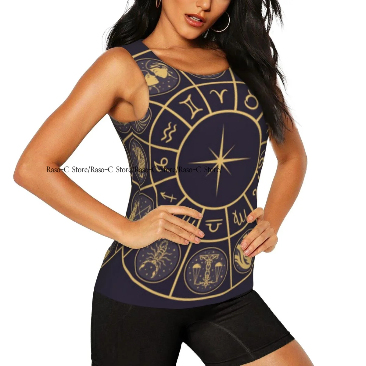 Women Sexy Vest Zodiac Astrological Signs Sleeveless Round Neck Tank Tops Female Casual Basic Camisole