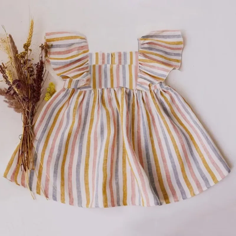 Cute Summer Baby Girl Dress Solid Color Cotton Toddler Girl Dresses 1-4Years Kids Casual Clothes