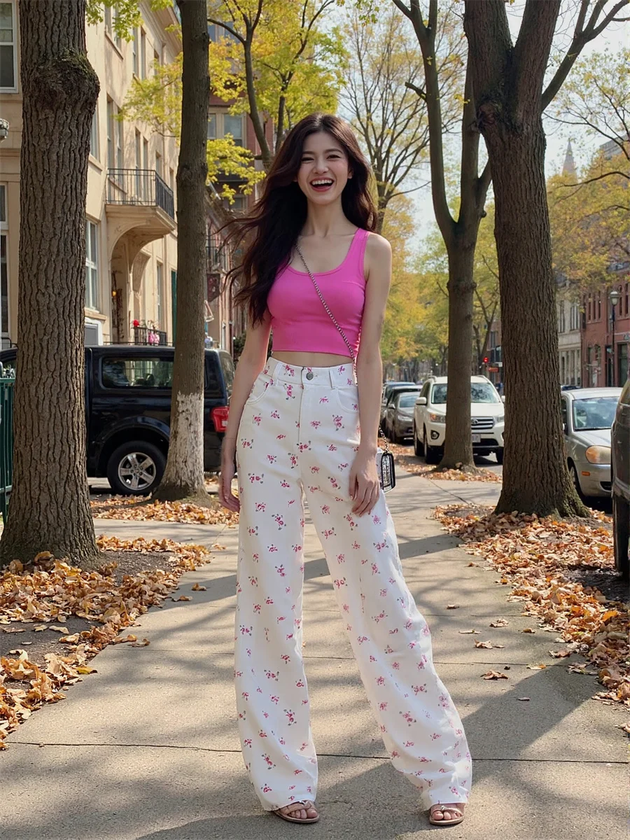 女性用ジーンズ伸縮性のある女性用白蝶デザインデニム女性品質のズボン床拭きマイクロフレアスリムフィット