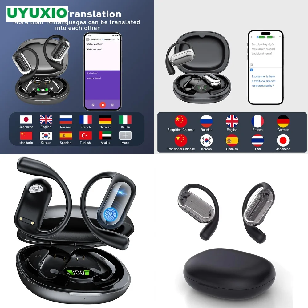 Language Translator Device 4 Modes Open-Ear OWS No Subscription 144 Languages OWS Earphone BT 5.4 Real-Time Translation Fast