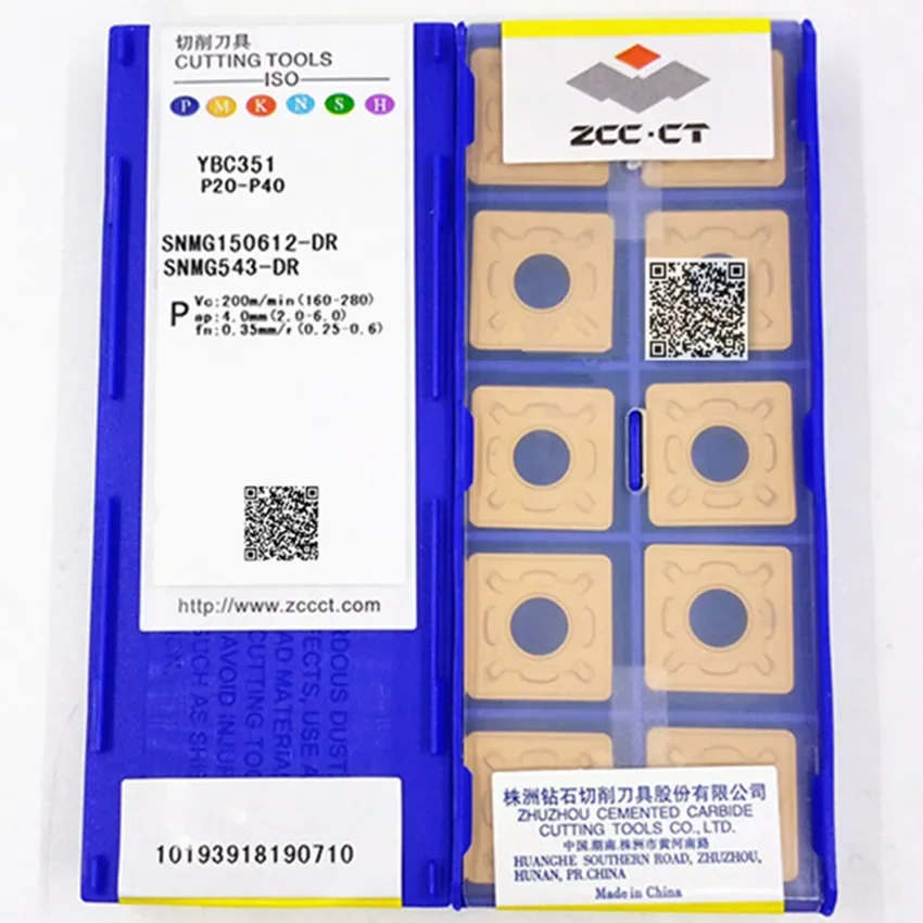SNMG150612-DR YBC351/SNMG150616-DR YBC351 SNMG543 SNMG543 ZCC.CT inserti in metallo duro CNC inserti per tornitura Per acciaio P20-P40 10 PZ/SCATOLA