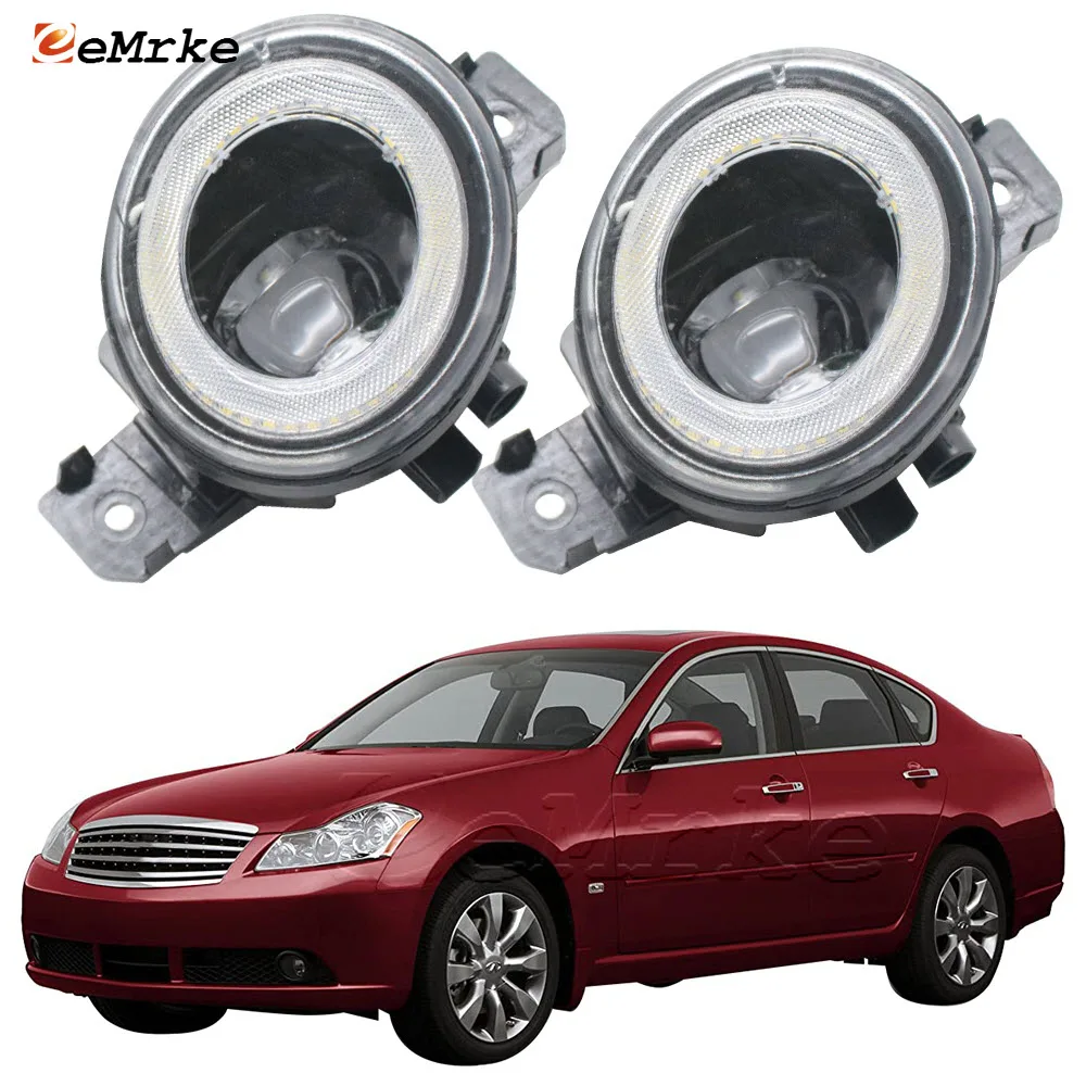 

2-PCS LED Angel Eyes DRL Car Fog Light Assembly W/ Lens Driving for Infiniti M M35 M35x M45 Y50 Nissan Fuga Sedan 2006 2007 2008