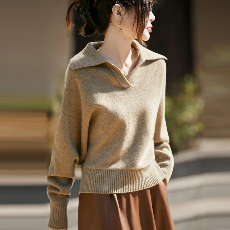 

Осенне-зимний контрастный шерстяной женский полосатый свитер с длинными рукавами, свободно вязаное подшерсток