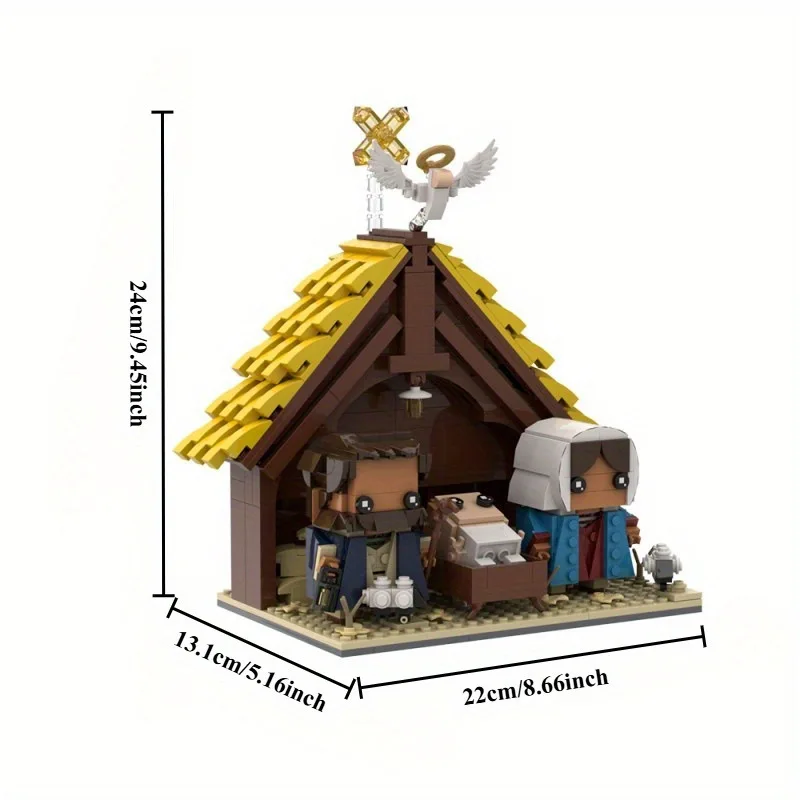 616 ELEMENTÓW MOC Seria Jezus Szopka Bożonarodzeniowa Model Klocki Konstrukcyjne Maryja Józef Jezus Figurka Anioł Krzyż Dom Zestaw do Składania DIY Zabawki Prezent