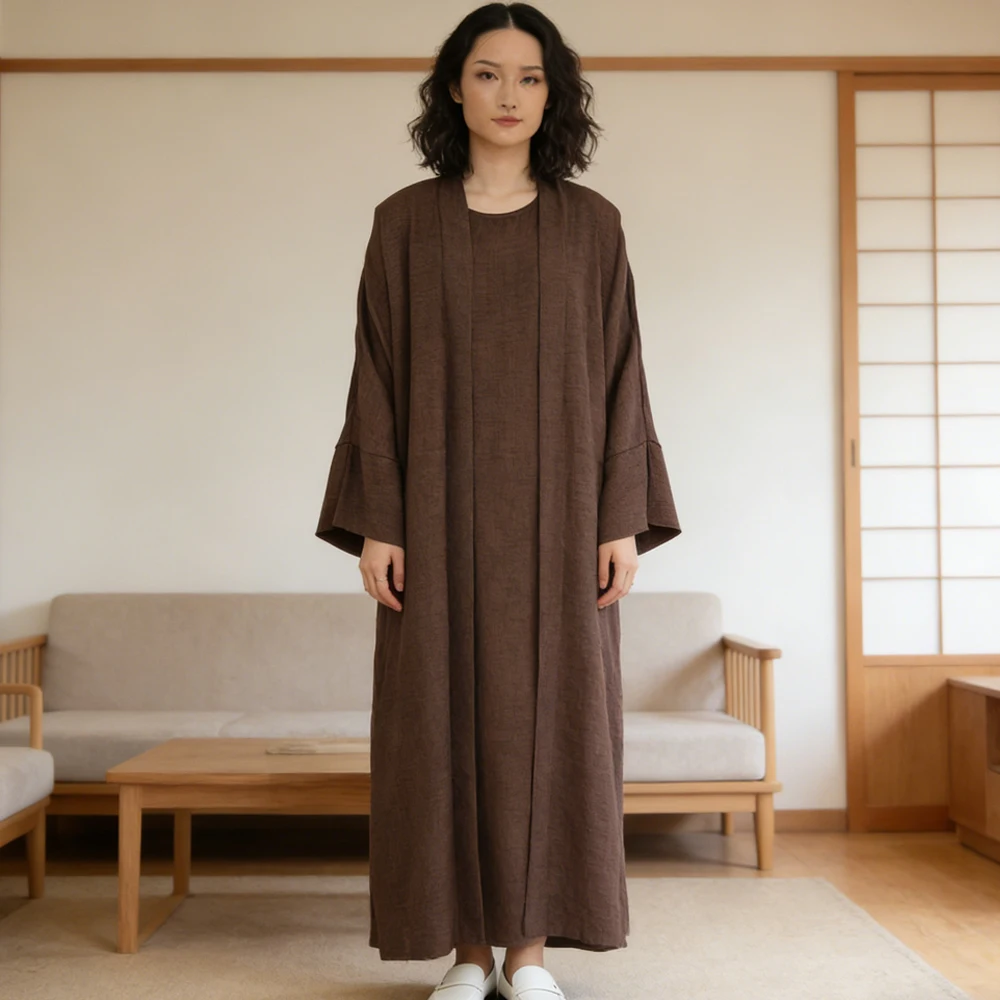 

Women's Traditional Dresses and Abayas Eid Muslim Matching Set Dubai Kimono Cardigan Kebaya Caftan Marocain Femme Robe Ensembles