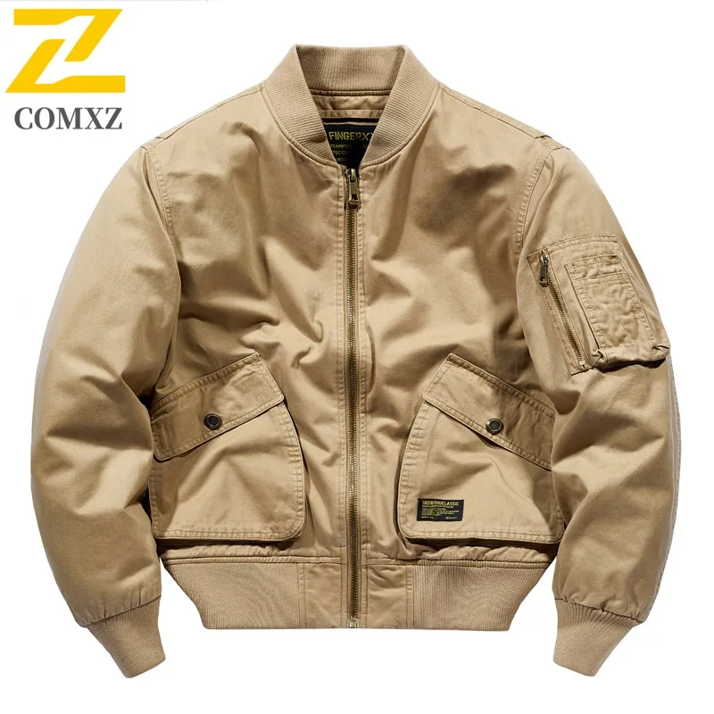 

COMXZ 2025 Men Vintage classic Jacket American Style Baseball Coat Spring Autumn Workwear Loose Fit Export Trendy