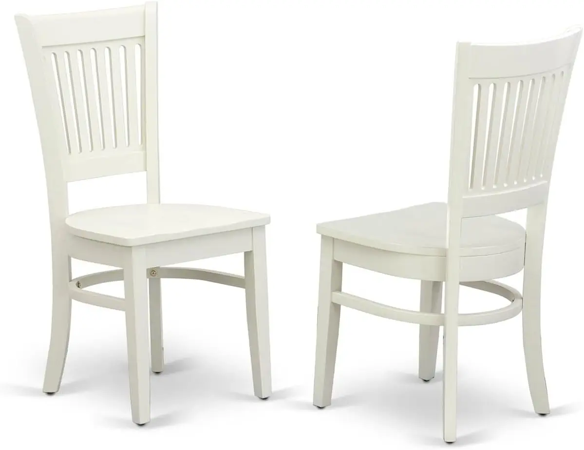 

Vancouver Dining Chairs Set of 2, Slat Back Wood Seat in Linen White for Kitchen and Dining Room