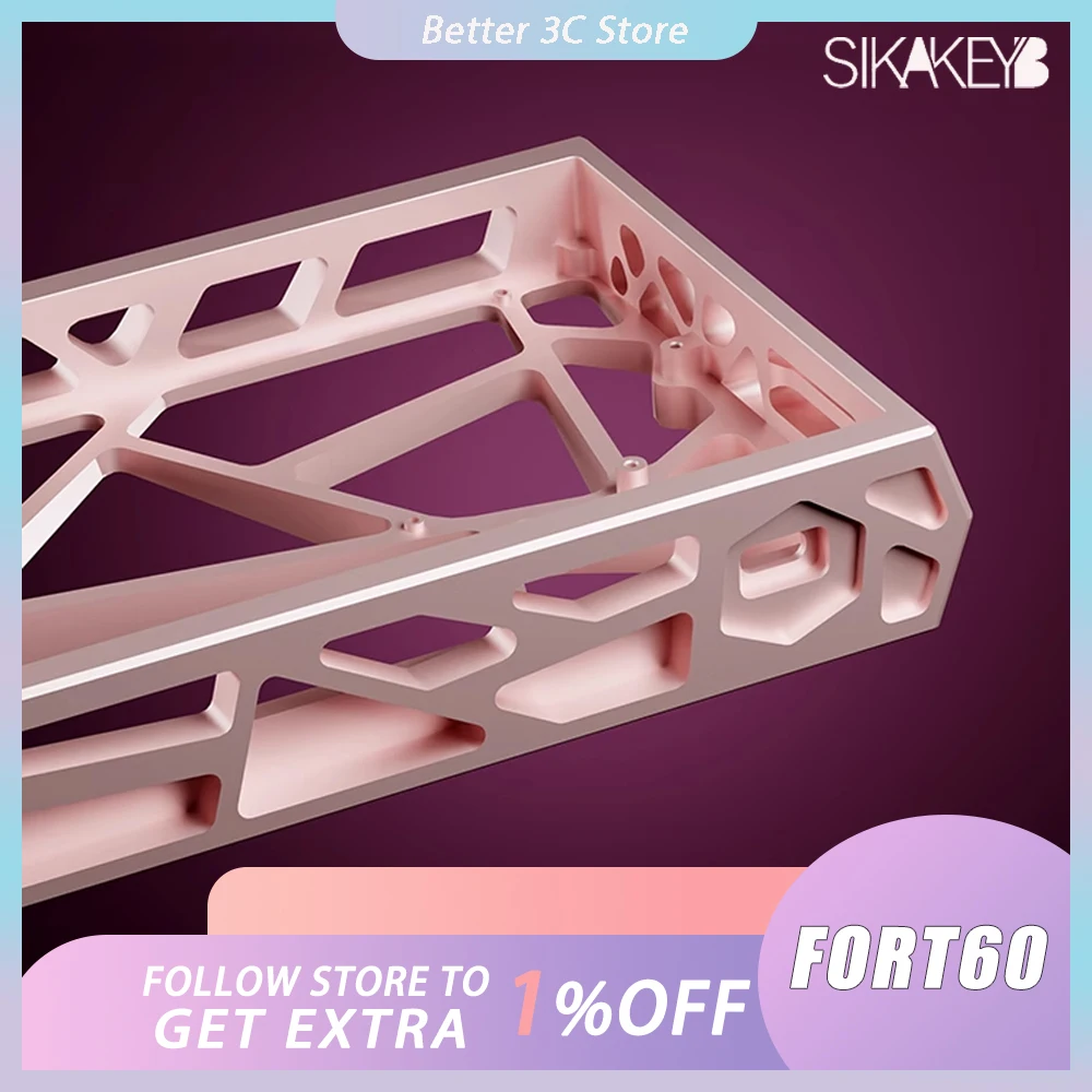 

GATERON X SIKAKEYB FORT60 Sakura Hollow Out Keyboard shell CNC Aluminium Alloy Keyboard Shell for GH60 Gaming Keyboard Accessory