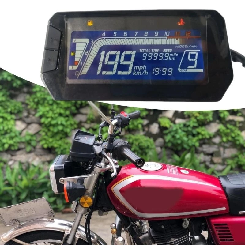 XA6H Strong Motorcycle Digital Speedometer Motorcycle LCD Gauges with Comprehensive Information for Long Distance Journeys