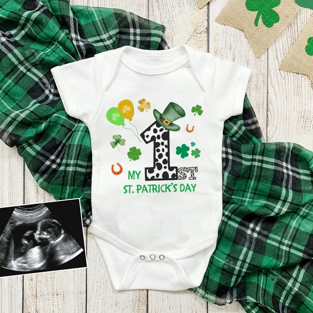 My First Saint-Patrick's Day Print Baby Romper Newborn Short Sleeve Bodysuit Saint-Patrick Party Infant Outfit Toddler Jumpsuit