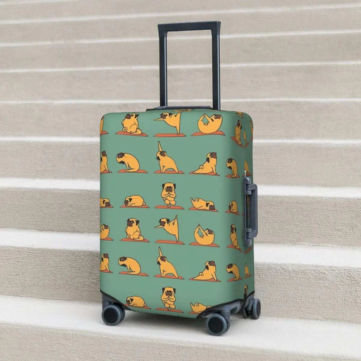 

Pug Yoga Suitcase Cover Protection Elastic Travel Luggage Protector Covers for 18-32 Inch