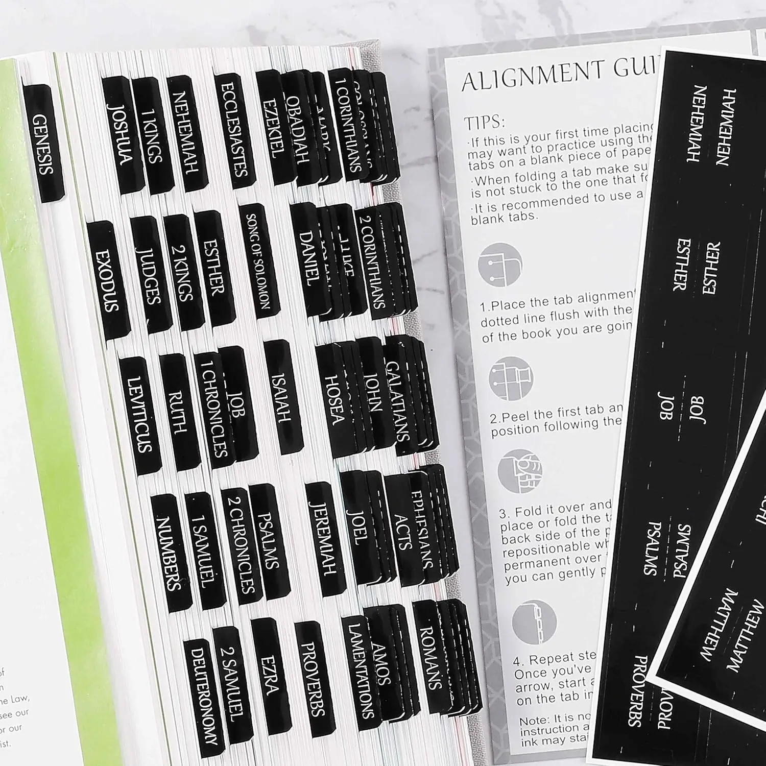 Reposition Laminated Bible Tabs Large Print Stickers Easy to Read and Apply Bible Tabs for Women and Man Black