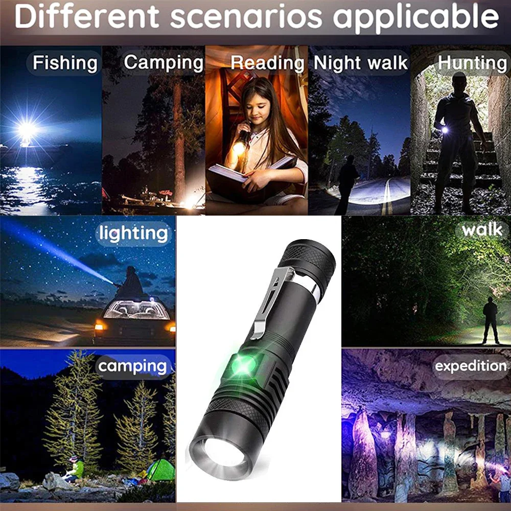 USB Rechargeable LED Flashlight High Lumen Ultra Bright Linterna Led Torch Lanterna Power Tips Bicycle Light  Use 18650