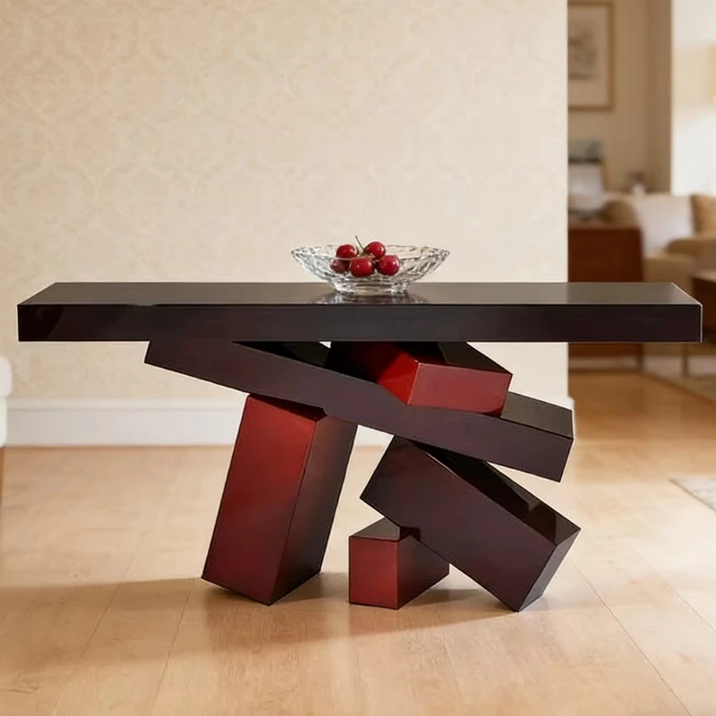 

Creative Unique Design Geometric Wooden Entrance Table Modern Living Room Corridor Villa Hotel Decorative Furniture