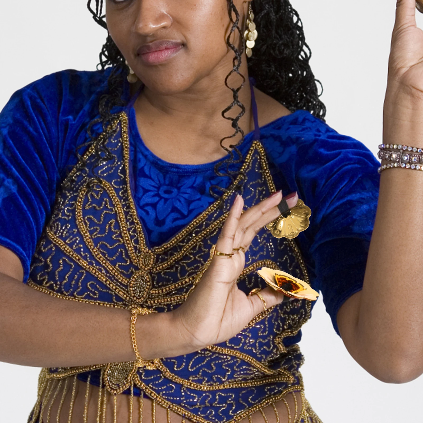 

2 Pairs Copper Finger Pull Cymbals Belly Dancing Hand Dance Party Dancer Practice Costume Mini Chinese