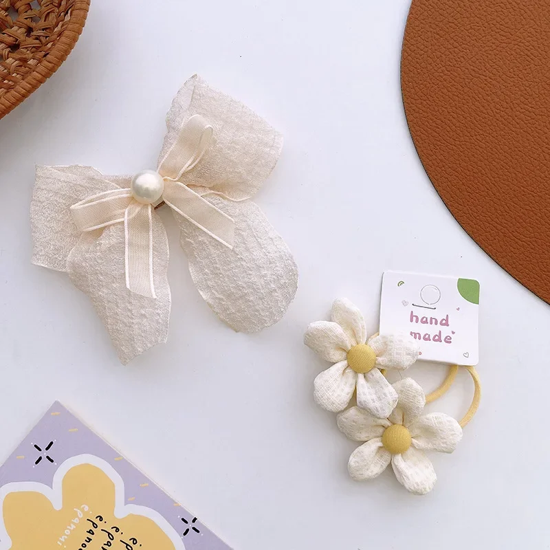 Peuter Meisje Hoofddeksels Frankrijk Stijl Beige Kleur Strik Bloemen Kant Haarclip Voor Baby Meisje Mooie Lieve Prinses Kinderen Haarspeld