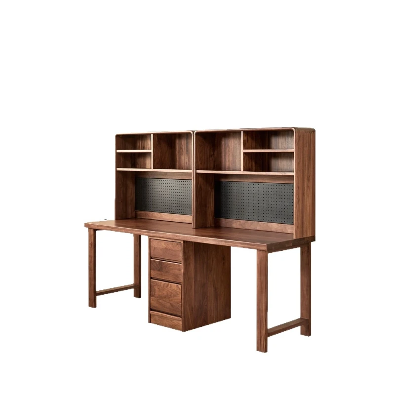 North American black walnut desk modern simple Japanese bookshelf integrated Nordic solid wood cherry wood office study table